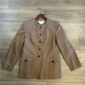 Jaeger Silk Linen Blend Camel Jacket Blazer Women’s US 12
